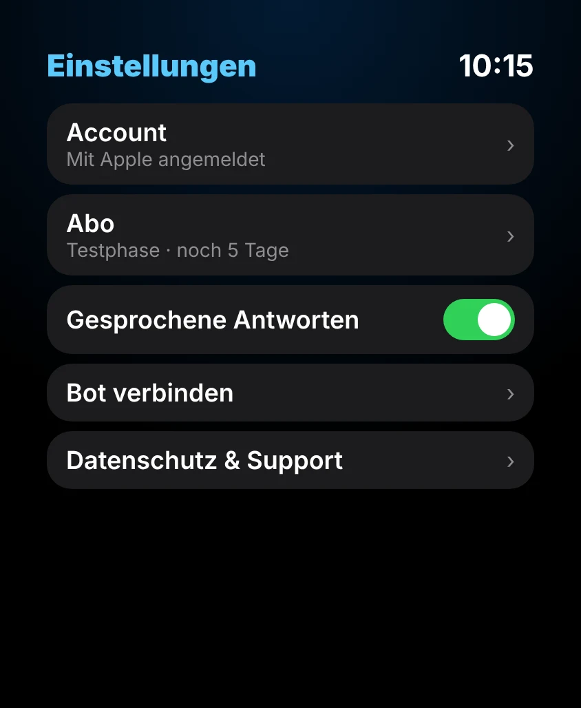 G Bot – Einstellungen