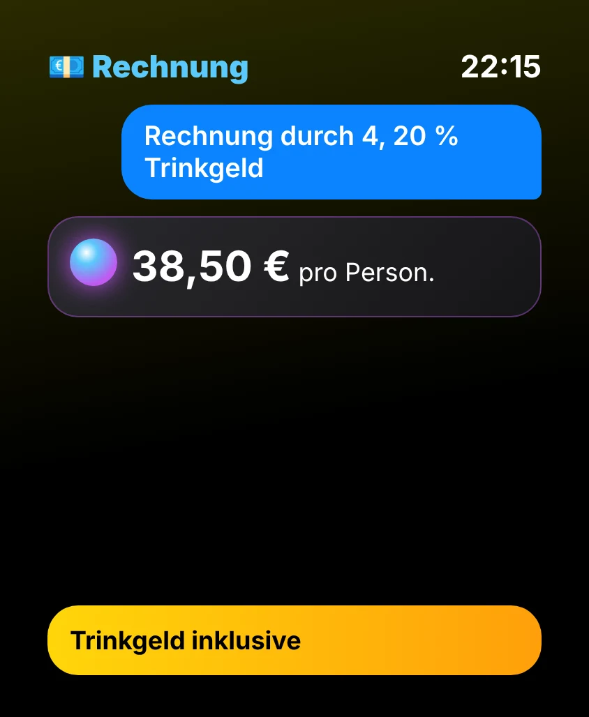 G Bot – Rechnung: 38,50 € pro Person. Trinkgeld inklusive