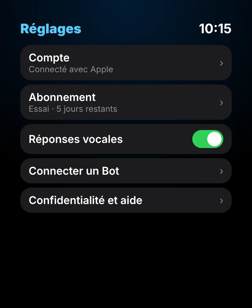 G Bot – Réglages