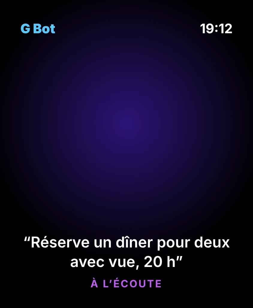 G Bot – À l’écoute: Réserve un dîner pour deux avec vue, 20 h