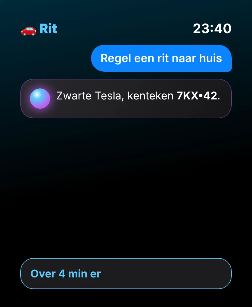 G Bot – Rit: Zwarte Tesla, kenteken 7KX•42. Over 4 min er