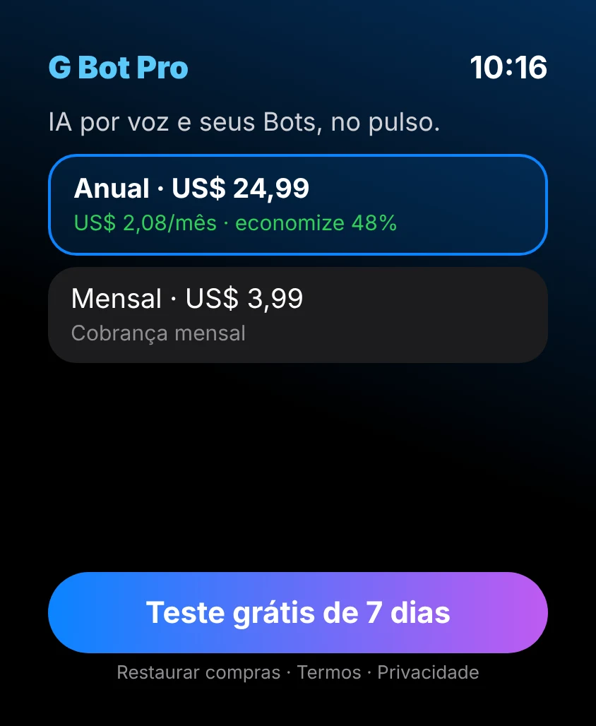 G Bot – Pro e teste grátis