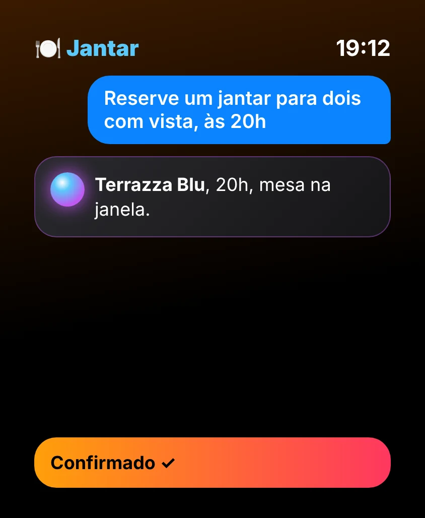 G Bot – Jantar: Terrazza Blu, 20h, mesa na janela. Confirmado ✓