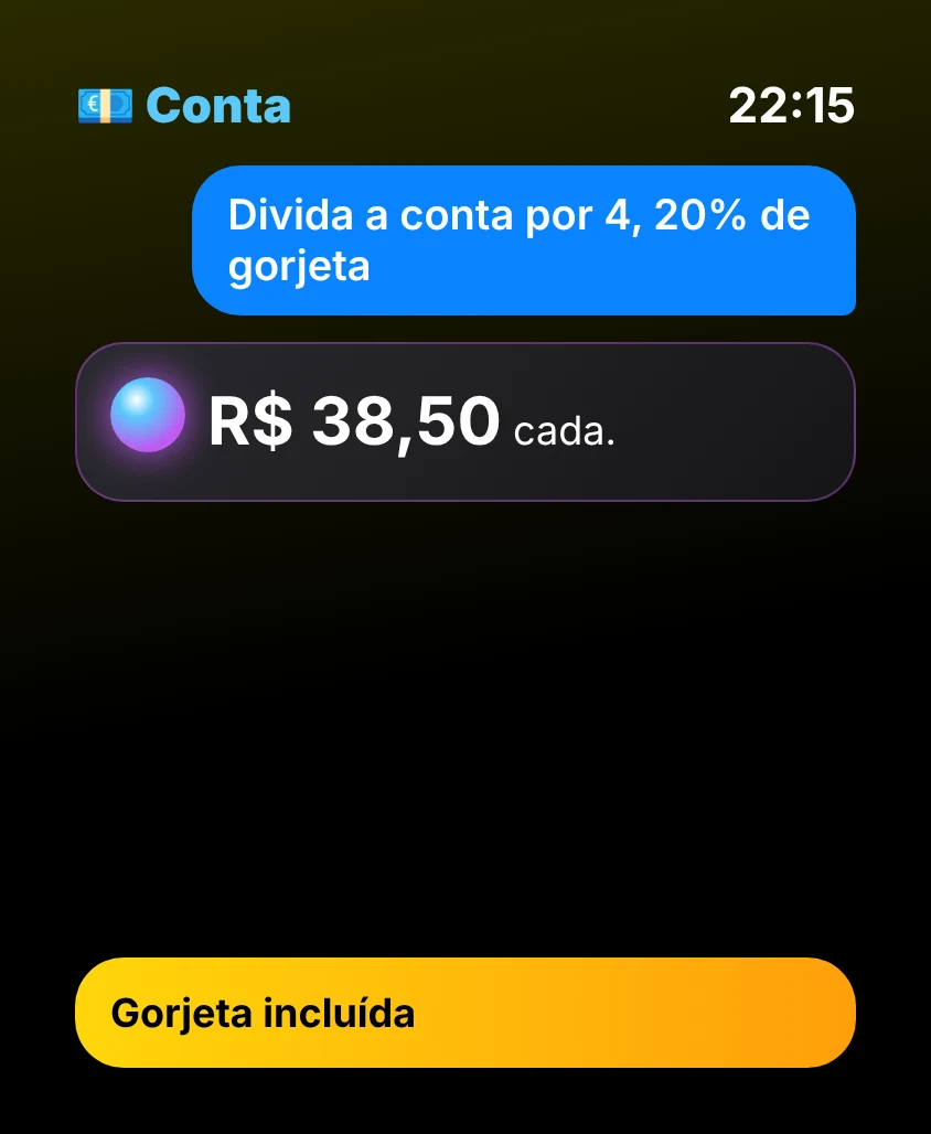 G Bot – Conta: R$ 38,50 cada. Gorjeta incluída